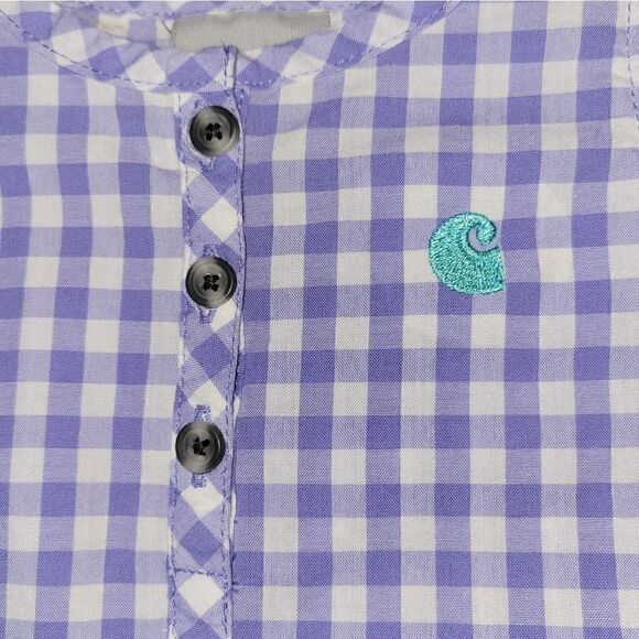 Carhartt Girls’ Infant Woven Plaid Purple White Romper 6M - Picture 9 of 12